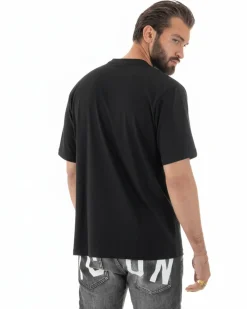T-shirt uomo girocollo stampa basic nero ICON IUT012