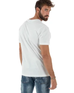 T-shirt Uomo Girocollo Stampa Basic Bianco ICON ICUF2W6T004