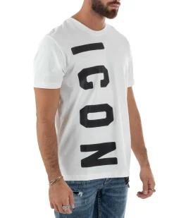T-shirt Uomo Girocollo Stampa Basic Bianco ICON ICUF2W6T004
