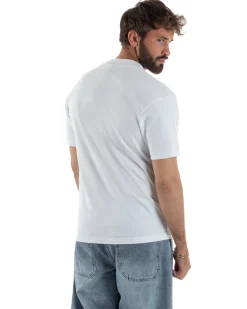 T-shirt uomo girocollo stampa saint basic bianco GIOSAL-TS3266A
