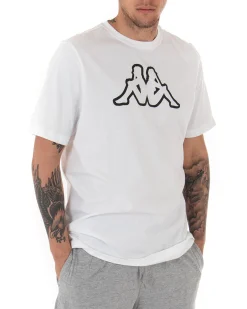 T-shirt Uomo Kappa MM Logo Cromen Tinta Unita Bianco Girocollo Maniche Corte Casual GIOSAL-TS2424A