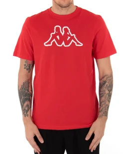 T-shirt Uomo Kappa  MM Logo Cromen Tinta Unita Rossa Girocollo Maniche Corte Casual GIOSAL-TS2429A