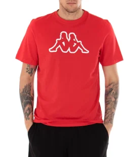 T-shirt Uomo Kappa  MM Logo Cromen Tinta Unita Rossa Girocollo Maniche Corte Casual GIOSAL-TS2429A