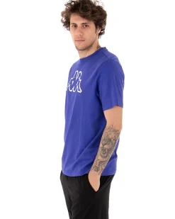 T-shirt Uomo Kappa  MM Logo Cromen Tinta Unita Viola Girocollo Maniche Corte Casual GIOSAL-TS2425A