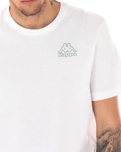 T-shirt Uomo Kappa Stampa Logo Cotit Retro Girocollo Bianco Girocollo Cotone GIOSAL-TS2478A