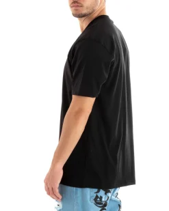 T-shirt Uomo Maglia Tinta Unita Nera Oversize Scollo a V Basic Casual GIOSAL-TS2882A