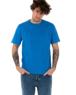 T-shirt Uomo Maniche Corte Tinta Unita Blu Royal Casual Girocollo GIOSAL-TS2513A