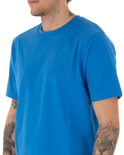 T-shirt Uomo Maniche Corte Tinta Unita Blu Royal Casual Girocollo GIOSAL-TS2513A