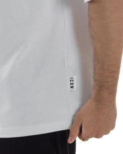 T-shirt uomo mezzo collo stampa basic oversize gola alta bianco ICON IUT008