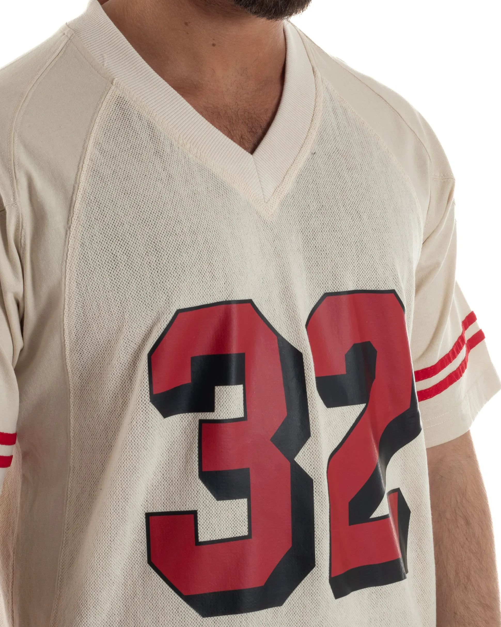 T-shirt uomo vintage football jersey scollo v traforata panna BERNA M-261248