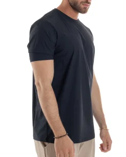 T-shirt viscosa no stiro basic blu GIOSAL-TS3128A