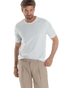 T-shirt viscosa no stiro basic bianco GIOSAL-TS3127A