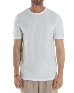 T-shirt viscosa no stiro basic bianco GIOSAL-TS3127A