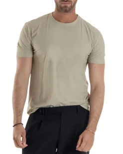 T-shirt viscosa no stiro basic beige GIOSAL-TS3129A