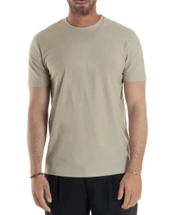 T-shirt viscosa no stiro basic beige GIOSAL-TS3129A
