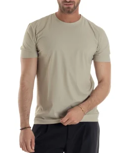 T-shirt viscosa no stiro basic beige GIOSAL-TS3129A