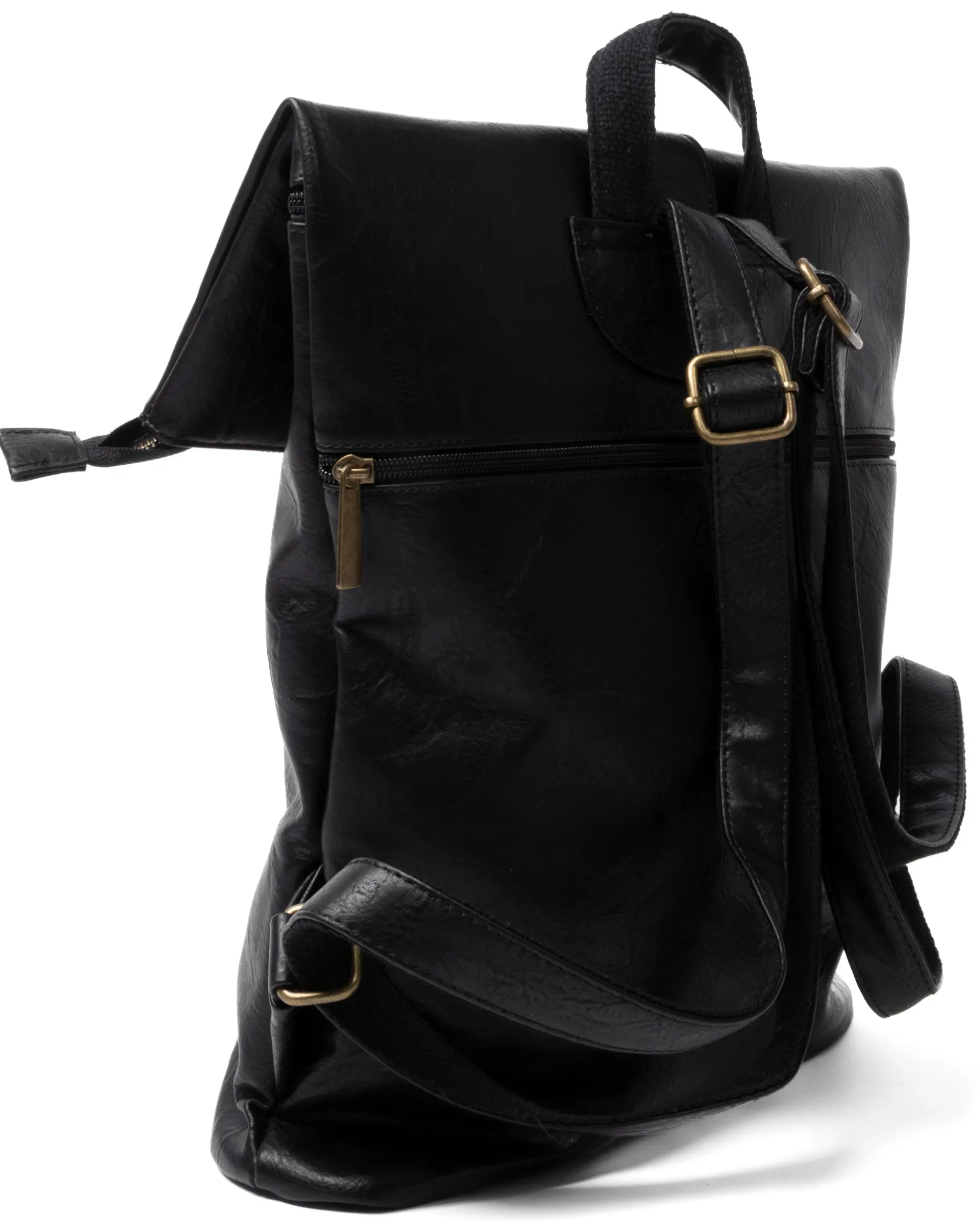 Zaino Elegante Moderno Unisex Multitasche Uomo Nero Ecopelle Zip Da Spalla Tinta Unita GIOSAL-ZU1128A