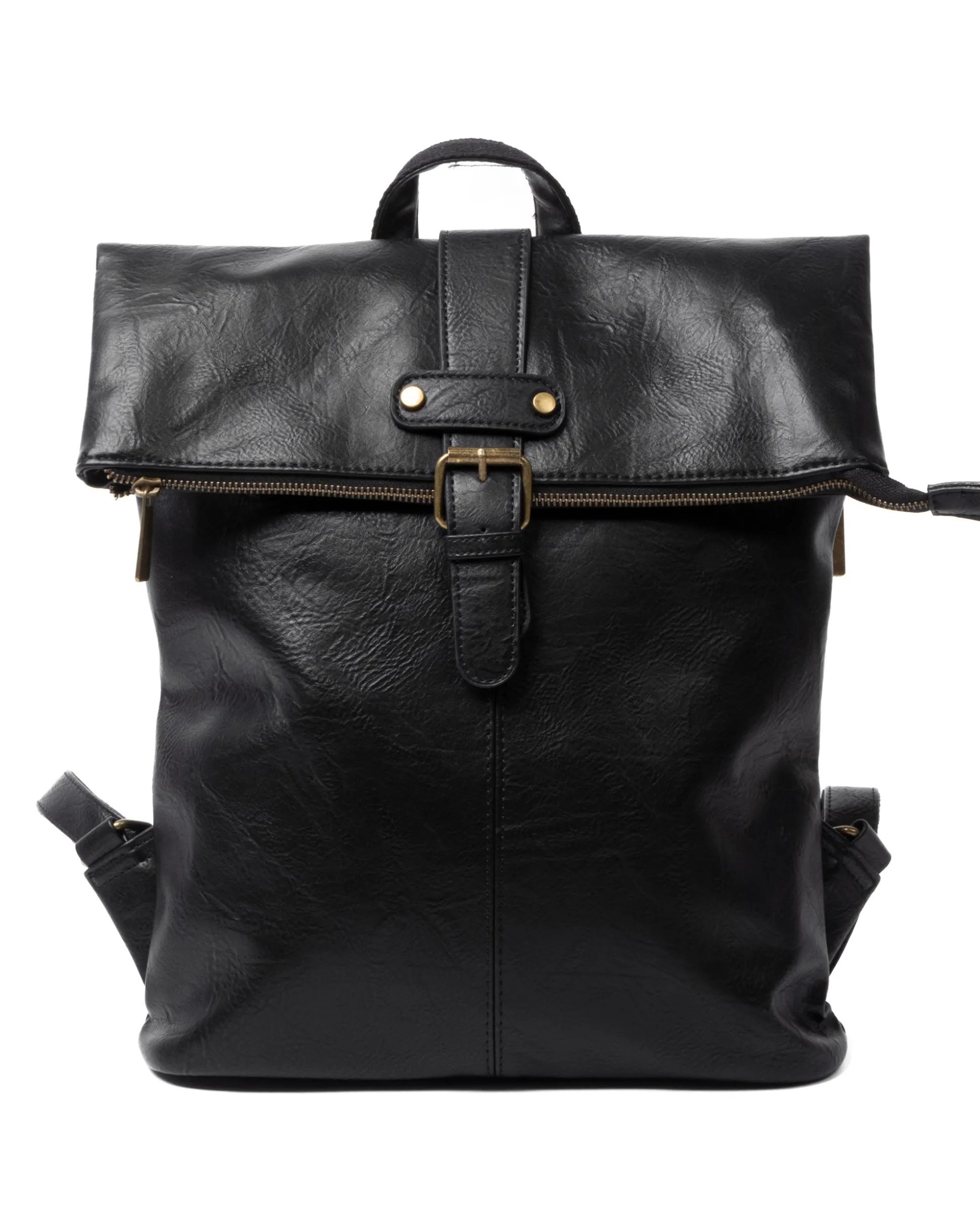 Zaino Elegante Moderno Unisex Multitasche Uomo Nero Ecopelle Zip Da Spalla Tinta Unita GIOSAL-ZU1128A