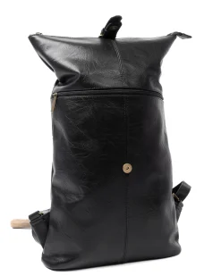 Zaino Elegante Moderno Unisex Multitasche Uomo Nero Ecopelle Zip Da Spalla Tinta Unita GIOSAL-ZU1128A
