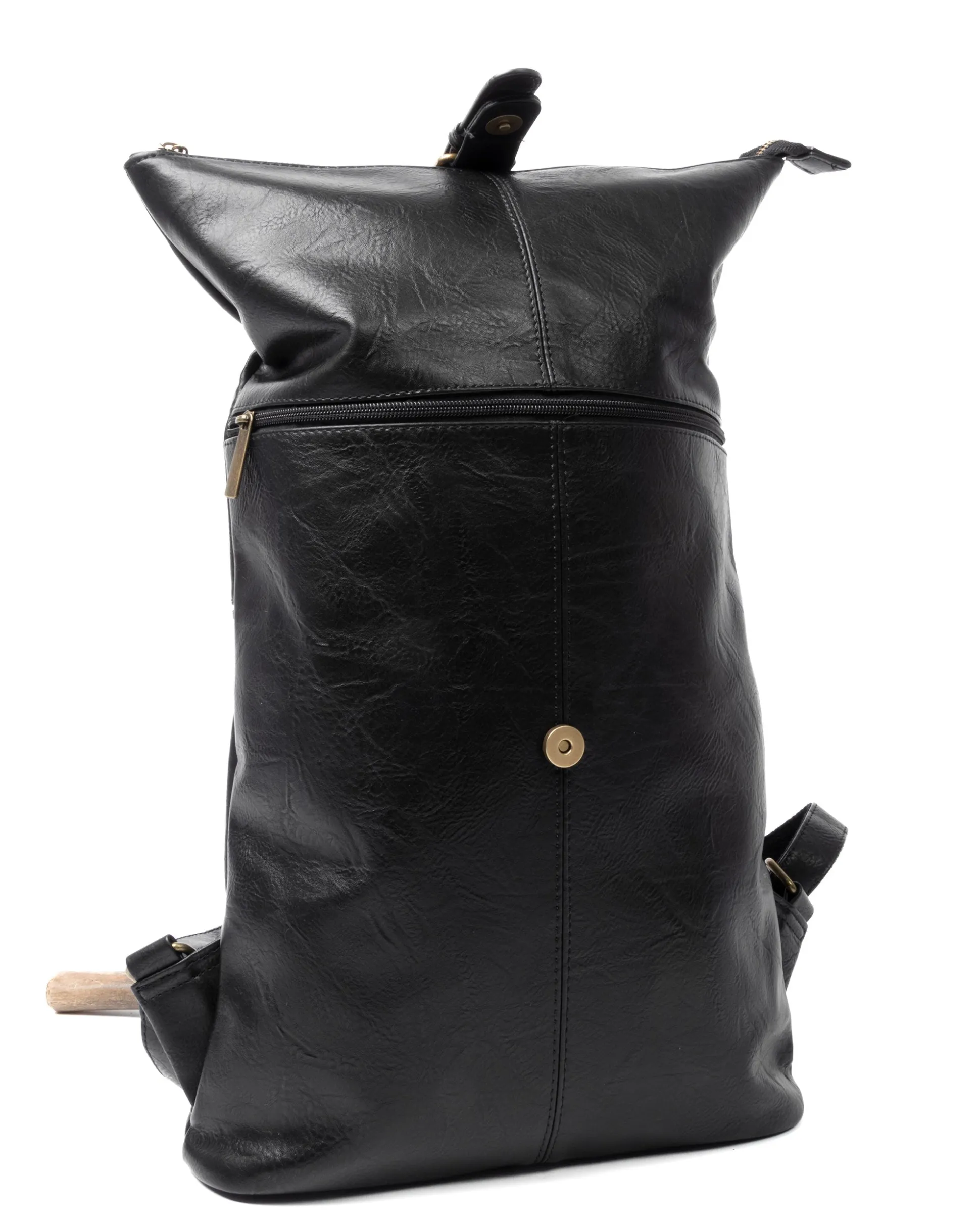 Zaino Elegante Moderno Unisex Multitasche Uomo Nero Ecopelle Zip Da Spalla Tinta Unita GIOSAL-ZU1128A