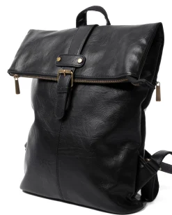 Zaino Elegante Moderno Unisex Multitasche Uomo Nero Ecopelle Zip Da Spalla Tinta Unita GIOSAL-ZU1128A