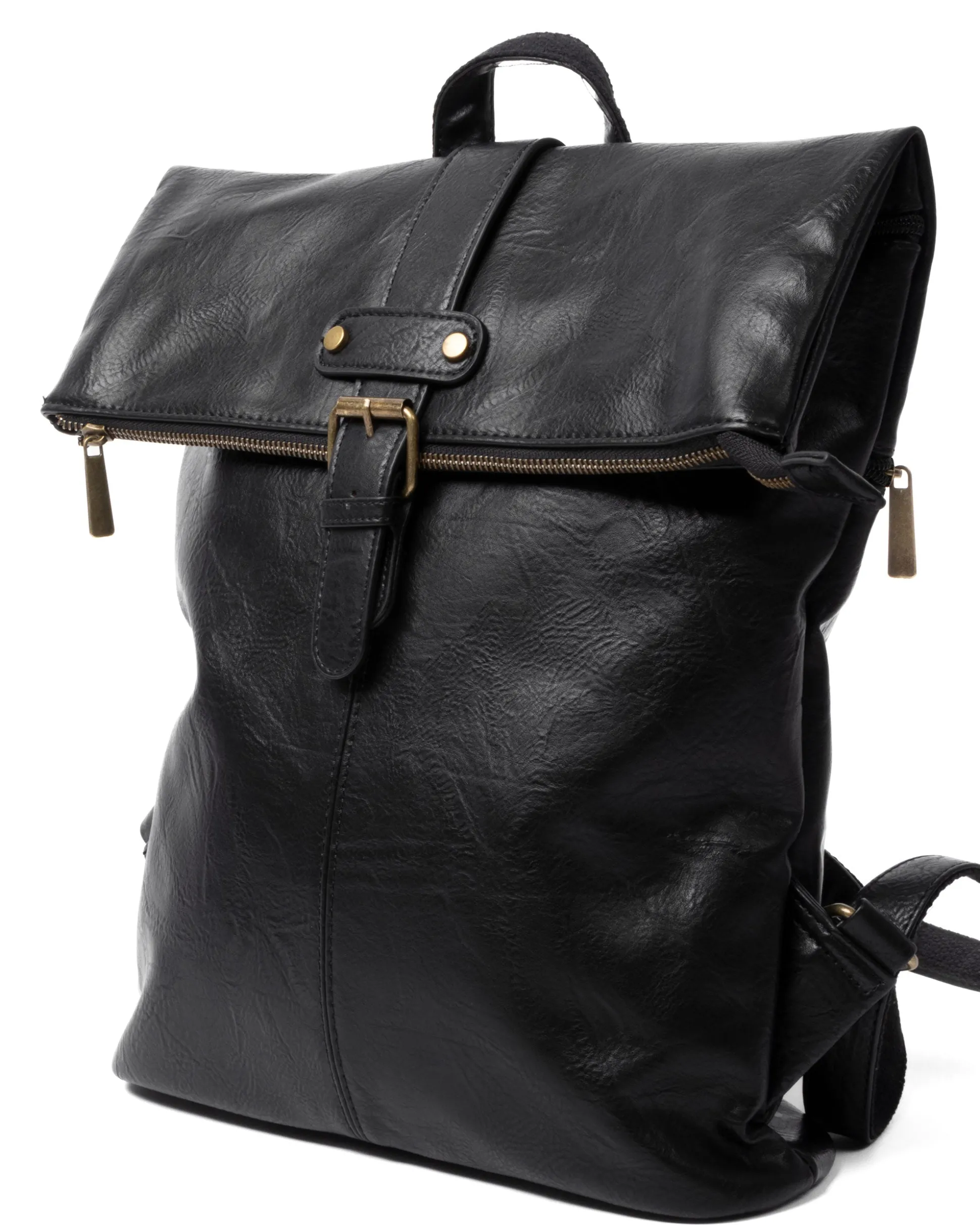 Zaino Elegante Moderno Unisex Multitasche Uomo Nero Ecopelle Zip Da Spalla Tinta Unita GIOSAL-ZU1128A