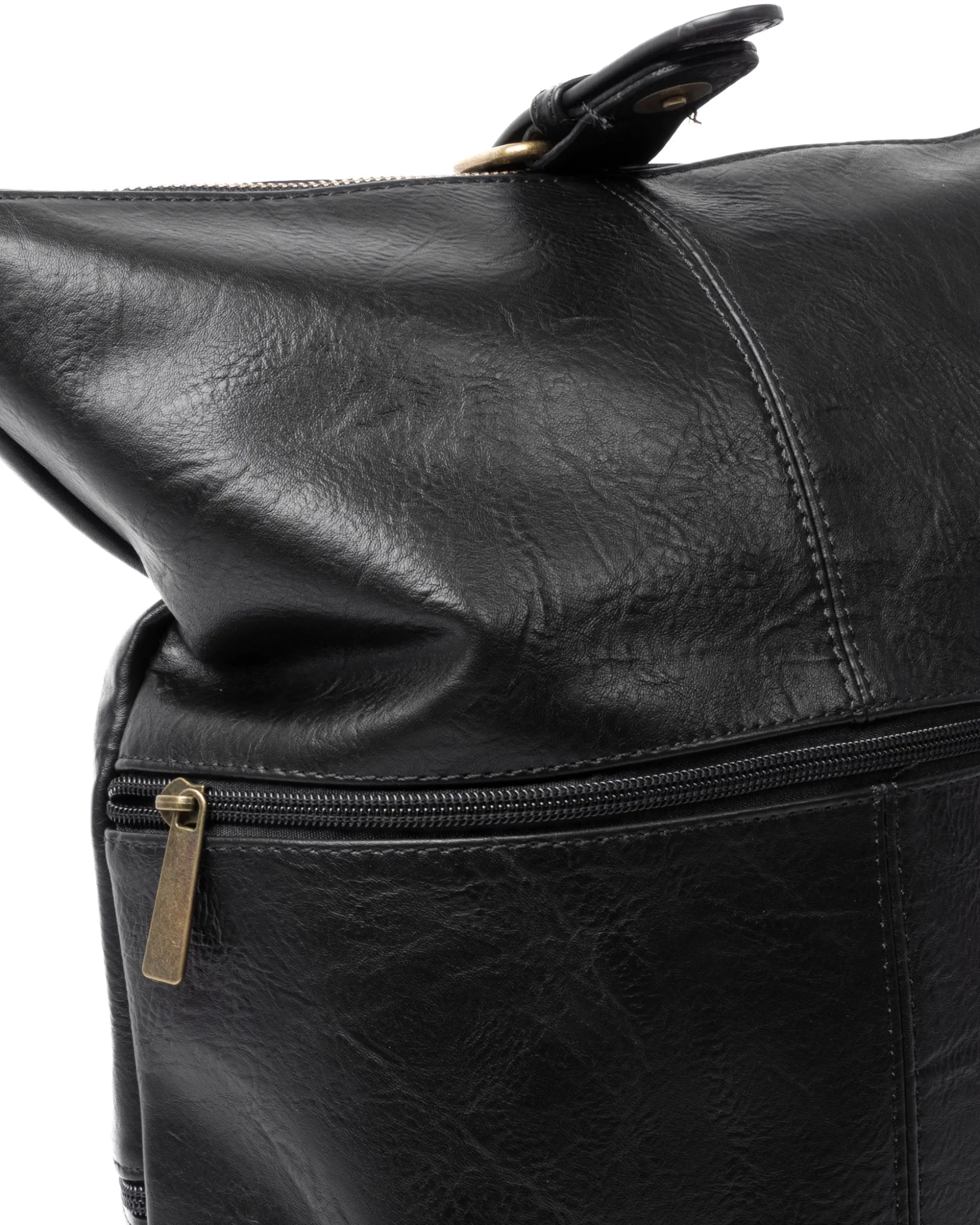 Zaino Elegante Moderno Unisex Multitasche Uomo Nero Ecopelle Zip Da Spalla Tinta Unita GIOSAL-ZU1128A