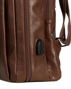 Zaino elegante moderno uomo unisex business travel ecopelle marrone GIOSAL-ZU1143A