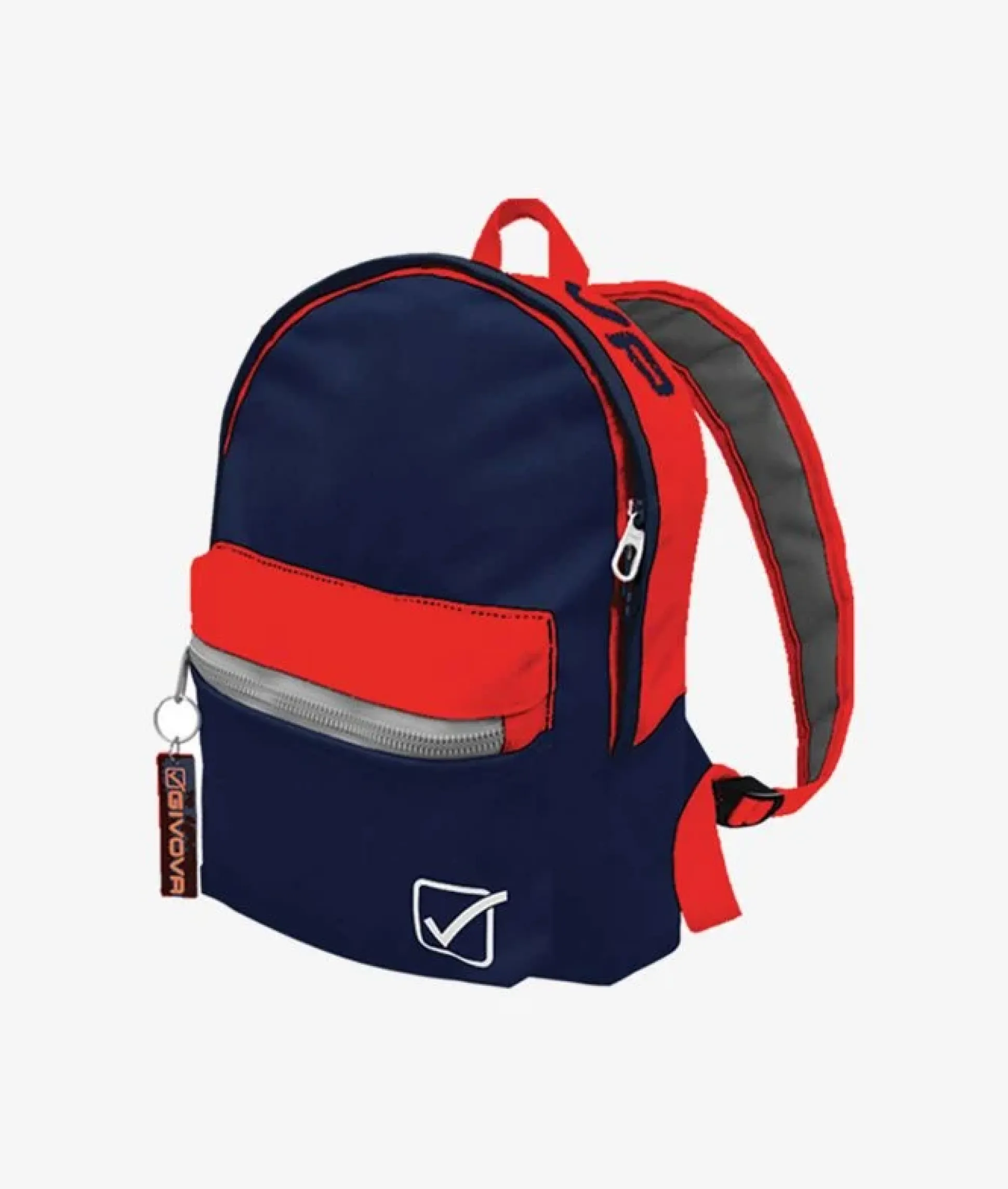 ZAINO GIVOVA MASTER BLU ROSSO Nylon Unisex Sportivo Regolabile Con Zip Con Portachiavi Multitasche Casual GIOSAL