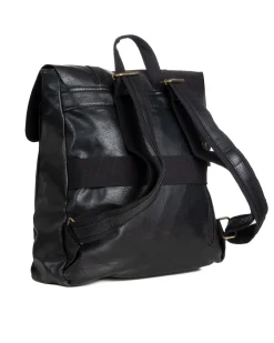 Zaino zainetto da spalla borsa uomo unisex ecopelle patta doppia vintage nero GIOSAL-ZU1140A