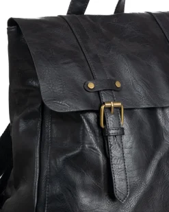 Zaino zainetto da spalla borsa uomo unisex ecopelle patta doppia vintage nero GIOSAL-ZU1140A