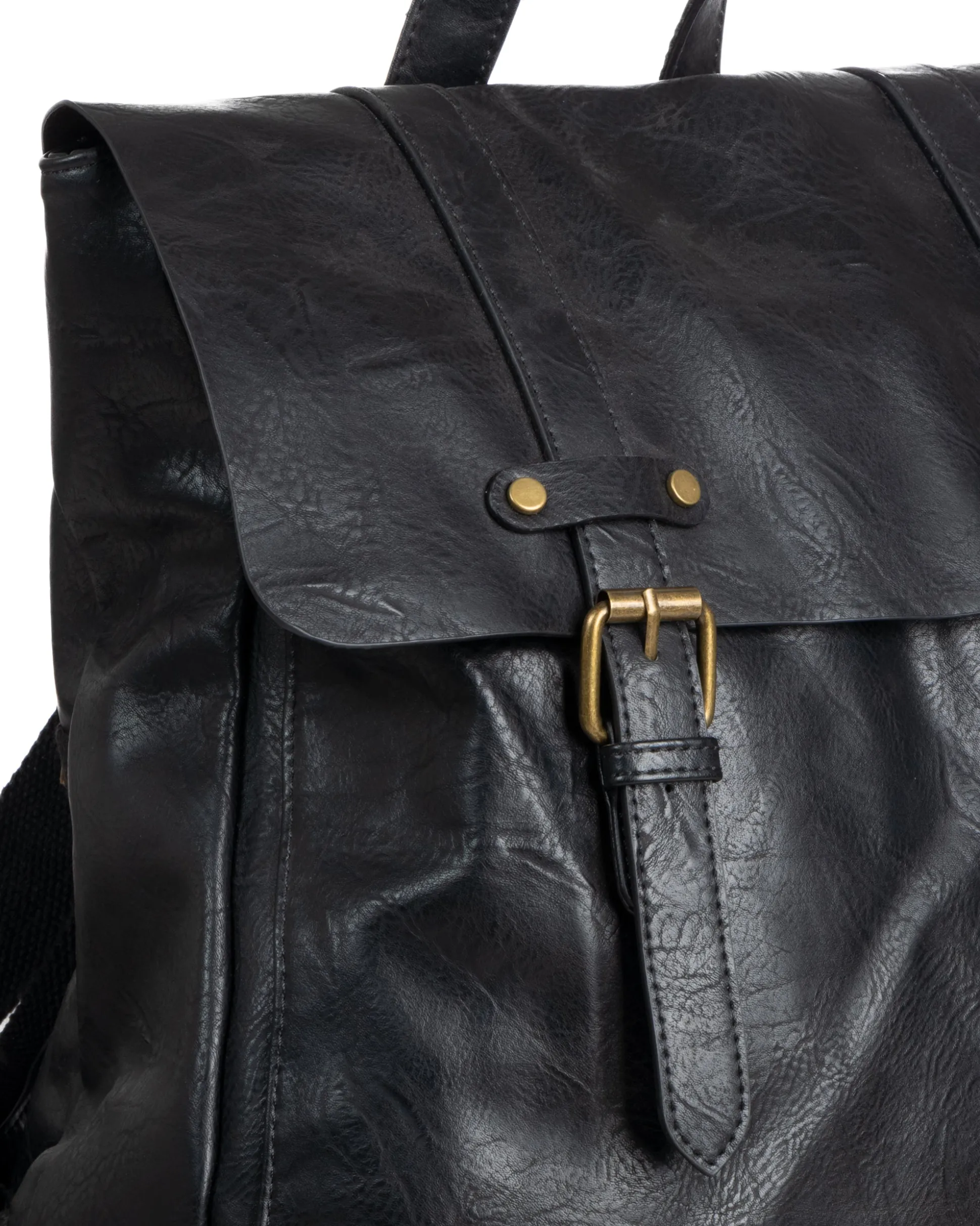 Zaino zainetto da spalla borsa uomo unisex ecopelle patta doppia vintage nero GIOSAL-ZU1140A