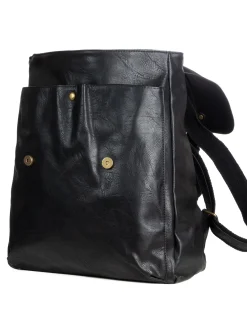 Zaino zainetto da spalla borsa uomo unisex ecopelle patta doppia vintage nero GIOSAL-ZU1140A