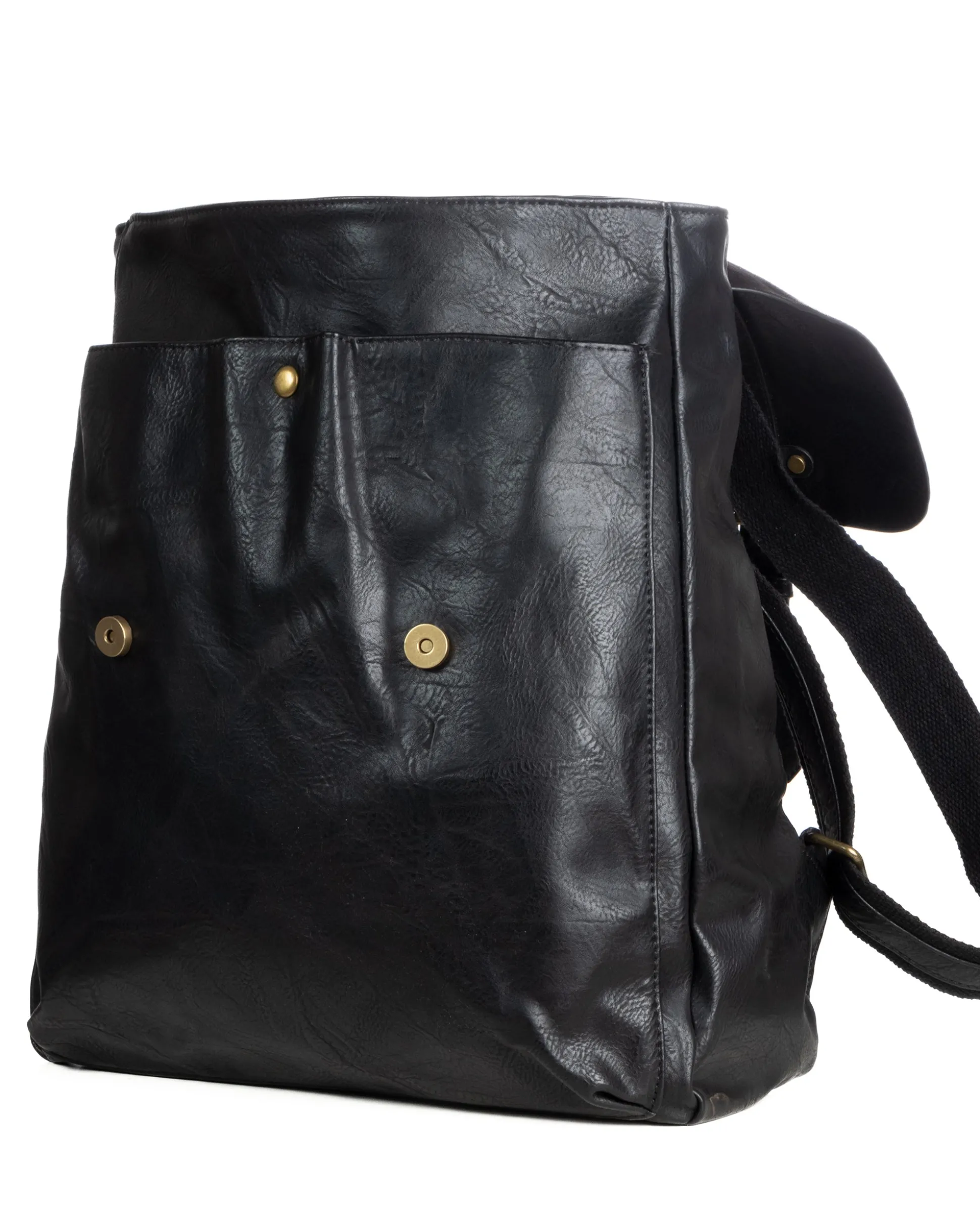 Zaino zainetto da spalla borsa uomo unisex ecopelle patta doppia vintage nero GIOSAL-ZU1140A