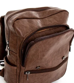 Zaino zainetto da spalla borsa uomo unisex ecopelle cuoio marrone GIOSAL-ZU1136A