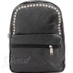 Zaino Zainetto Da Spalla Borsa Uomo Unisex Ecopelle Nero Borchie Quadri GIOSAL-ZU1027A